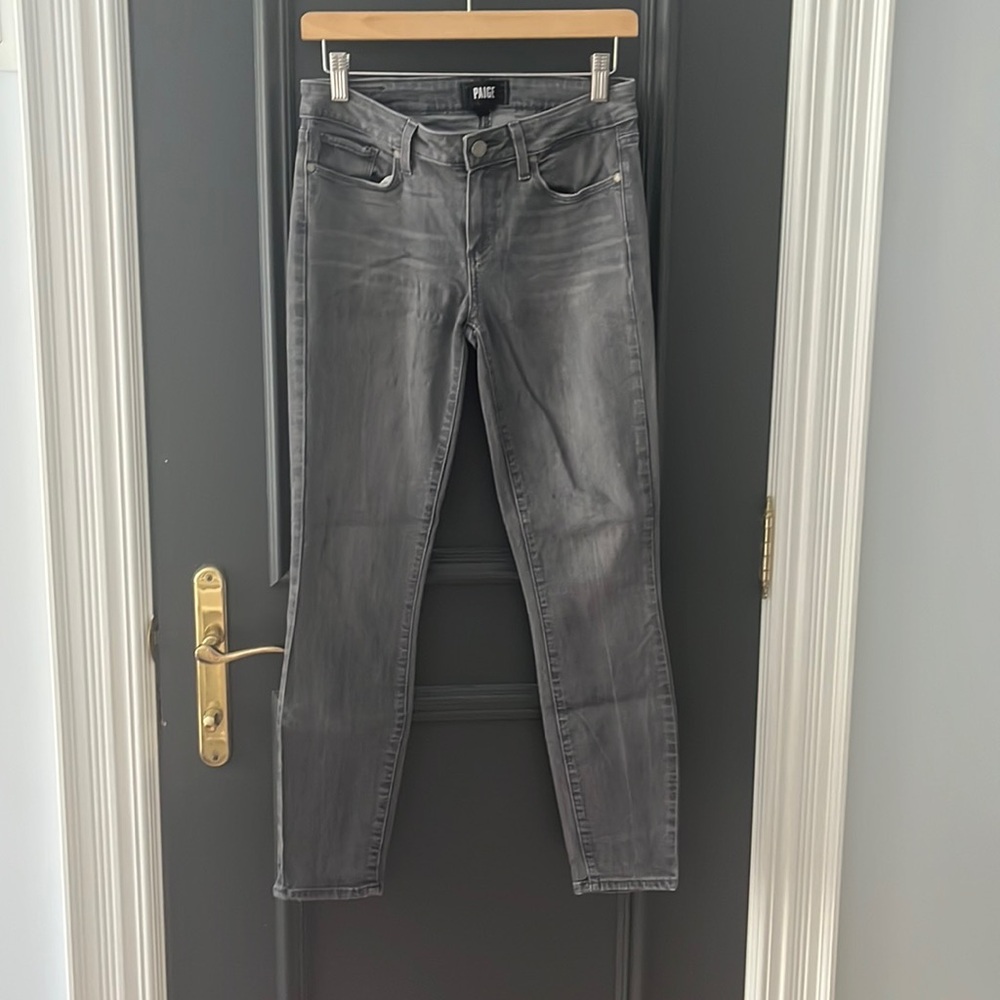 Paige denim. Verdugo ankle pants, dark wash.  Grey wash denim jeans, size 28.